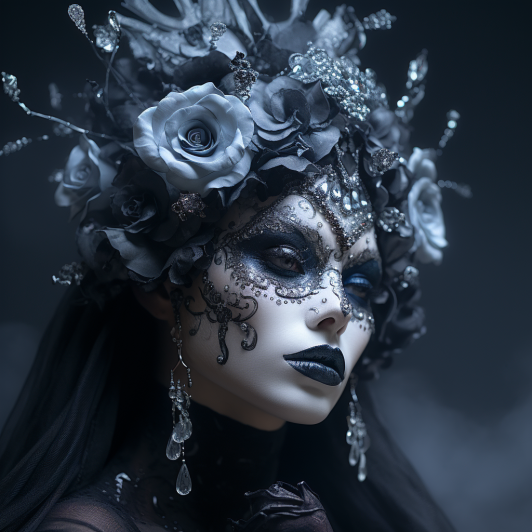 AI image of woman with flowers on head